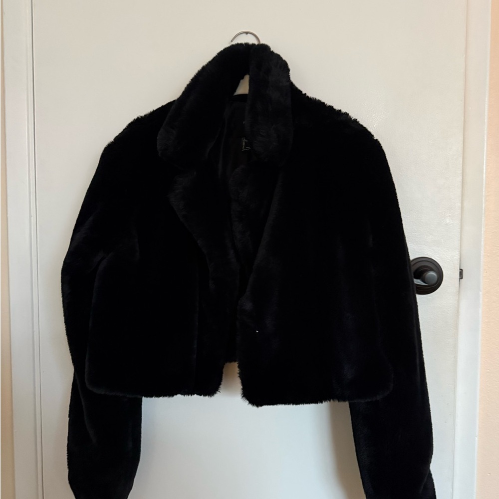 Black Faux Fur jacket from Forever 21